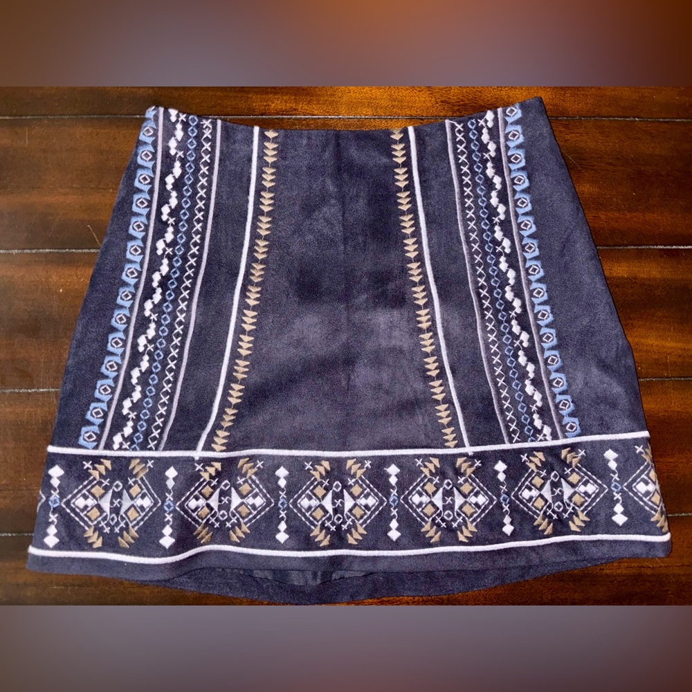 Abercrombie & Fitch navy blue faux suede A line mini skirt